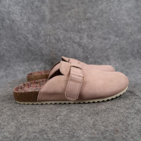 Cat & Jack Shoes Kids 1 Mule Sandal Flats Slip On Closed Toe Faux Suede Pink - Picture 1 of 12